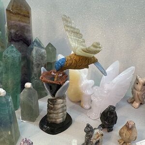 Carved Stone Hummingbird Figurine